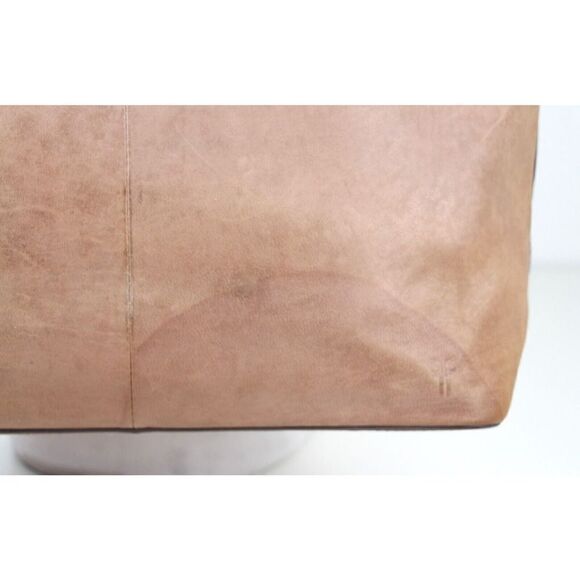 LARGE Frye TAN BROWN GENUINE LEATHER LOGO SHOULDER BAG HOBO TOTE HANDBAG PURSE - Picture 6 of 14